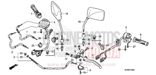 LEVIER DE GUIDON/COMMUTATEUR/CABLE CBF600SA de 2010